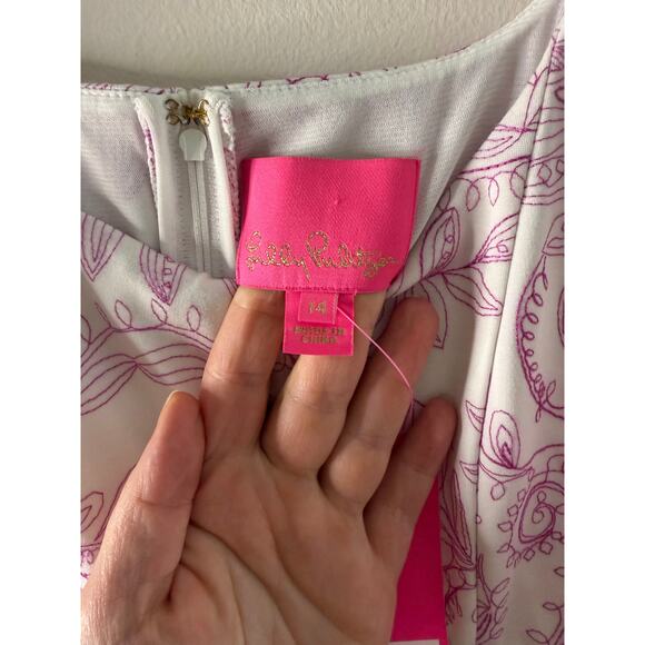 NWT Lilly Pulitzer Laurent Dress Purple Swirl Embroidery Coquette Preppy Sz 14 - Picture 6 of 10